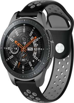 Produktbild von Strap-it Samsung Galaxy Watch 46mm Sportarmband (Schwarz / Grau)