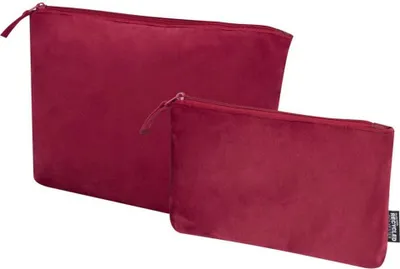 Produktbild von Floso - "Swift" Kosmetikbeutel, Samt, recyceltes Material (2er-Pack) PF4808 (Einheitsgröße) (Burgunderrot)