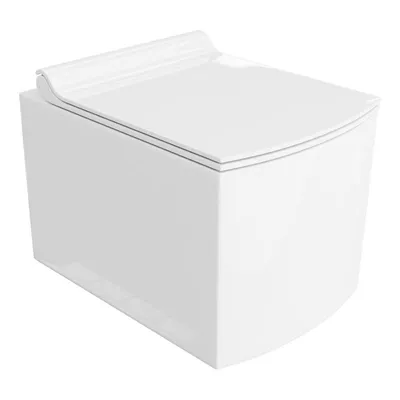 Produktbild von LAVITA Wand-WC Fago | Hänge Toilette | Toilettendeckel mit Absenkautomatik & Metallscharniere | Toiletten Spülrandlos Hängend | Toilettenbecken | Weiß