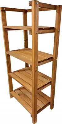 Produktbild von HolzGarden Holzregal Stehend 56x120x35 cm Schwerlastregal bis 100 kg Imprägniert Kiefer Holz Kellerregal Ablagengarage Küchenregal Farbe Teak