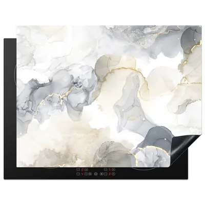 Produktbild von KitchenYeah© Herdabdeckplatte Marmor - Gold - Linie , 77x59cm, Küche Deko, Glaskeramikkochfeld Herdabdeckung, Abdeckplatte fùr Kochfeld