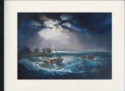 Produktbild von Joseph William Turner Gerahmtes Bild Mit Edlem Passepartout | Wand-Bilder | Im Bilderrahmen - Fischer Auf Dem Meer, 1796 (60 x 80 cm)
