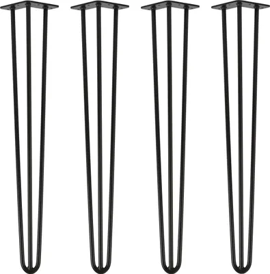 Immagine prodotto di Natural Goods Berlin Gambe HAIRPIN, gambe a forcina, gambe per mobili, gambe per tavoli, nero, 71 cm, 3 montanti, 4 pezzi
