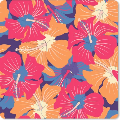 Produktbild von MuchoWow® Mauspad Mousepad Sommer - Blumen - Hawaii - Muster 20x20 cm - Mousepads - Maus Mat - Pad - Mausunterlage - Desk Mat - Bureauartikeln