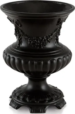 Produktbild von Casa Padrino Barock Vase Mattschwarz Ø 21 x H. 29 cm - Runde Barock Keramik Blumenvase - Deko im Barocktil