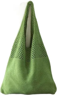 Produktbild von Strohtaschen, lässige Damen-Umhängetaschen, gewebte Designer-Strickhandtaschen, leichte große Tasche, Sommer-Strand-Einkaufstasche, Geldbörse (Grün)
