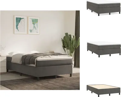 Imagen del producto de vidaXL Base de cama con somier, color gris oscuro, 120x200 cm, tapizada en terciopelo - Camas y estructuras de cama