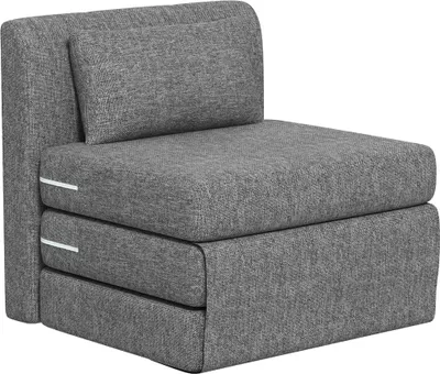 Zdjęcie produktu dla HOMCOM 2 w 1 rozkładana sofa z funkcją spania, wygląd lnu, tapicerowane łóżko gościnne, składany fotel, składany materac, krzesło podłogowe do salonu, sypialni, szary