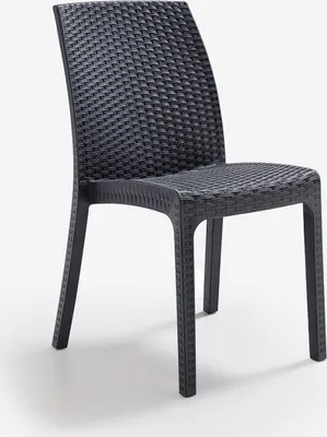 Produktbild von Stapelbarer Rattanstuhl Garten Restaurant Außenbar Virginia Bica - Schwarz