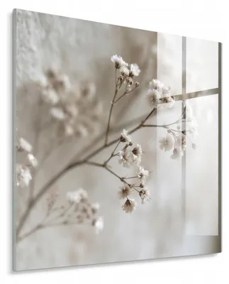 Productafbeelding van STYLER Glaswanddecoratie, 30x30 cm, "Gentle Flora", bloemenmotief, decoratieve wandversiering voor woonkamer, slaapkamer of hal, modern design