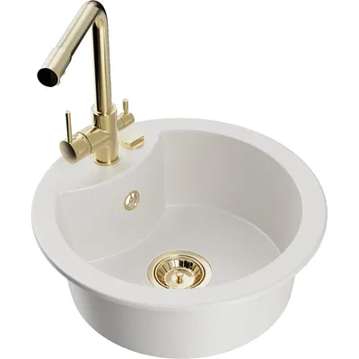 Obrázek produktu pro Mexen Diego 1-miskový granitový dřez s kuchyňskou baterií Duero, Bílá - 6512-20-671600-50