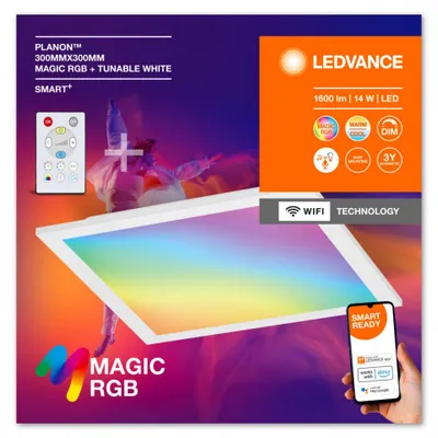 Obrázok produktu pre LEDVANCE LED panel SMART+ WIFI PANEL MAGIC RGB 30x30cm Stmievateľný RGBTW Zmena farby / ovládanie farby svetla 4099854090370