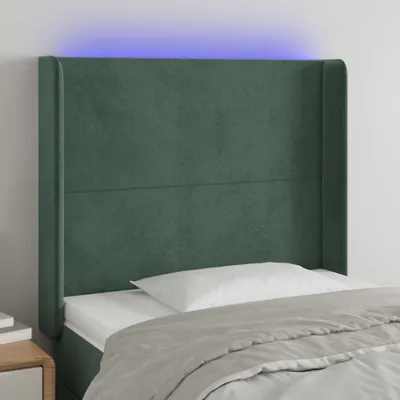 Produktbild von Design LED Kopfteil Dunkelgrün 93x16x118/128 cm Samt, Kopfteile 2024 Neu