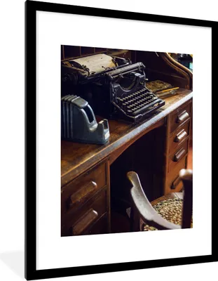 Produktbild von MuchoWow® MuchoWow® Gerahmtes Poster Schreibmaschine - Vintage - Antike 60x80 cm - Poster mit zchwarzem Bilderrahmen - Wohnzimmer - Dekorationen - Prämie