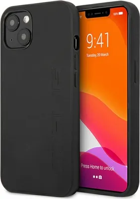 Immagine prodotto di Amg Amhcp14Mdolbk Custodia rigida in pelle nera/nera per Iphone 14 Plus / 15 Plus 6.7 stampata a caldo