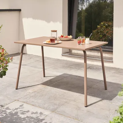 Produktbild von Rechteckiger Metallgartentisch 120 cm Taupe - Oviala Palavas