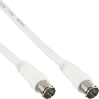 Produktbild von InLine® SAT-Anschlusskabel, 2x geschirmt, 2x F-Quick Stecker, >80dB, weiß, 20m