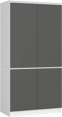 Image de Armoire quatre portes 90 cm LOTA - blanc / gris