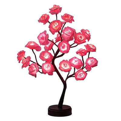 Produktbild von LED Rosenbaum Lampe Geschenk für Frauen, Muttertag & Geburtstag, warmweiß Nachtlicht, USB & Batterie, romantische Tischdekoration