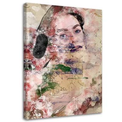 Produktbild von Leinwandbild abstraktes frauengesicht 40x60 cm Feeby beige wandbild bereit zum aufhängen