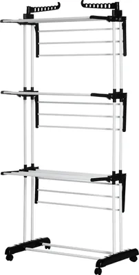 Produktbild von Wäscheständer Turmwäscheständer Mit Rollen Mit 4 Ebenen Standtrockner Ausziehbares Wäscheturm Schwarz 73 X 45,5 X 177Cm