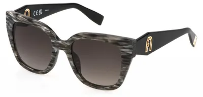 Image de Lunettes de soleil pour femmes Furla SFU812, modèle gris rayé, dimensions 53/20/140