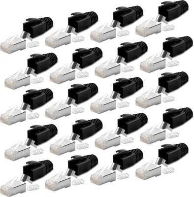 Produktbild von 20x Netzwerk Stecker CAT 7 CAT6A RJ45 LAN Netzwerkstecker vergoldet Crimpstecker