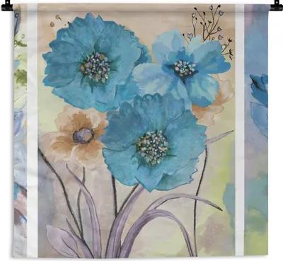 Produktbild von MuchoWow® Wandteppich Wandbehang Malerei - Ölfarbe - Collage - Blumen 60x60 cm Tapisserie Dekoration Wandtuch - Dekorationen - Wand Decke