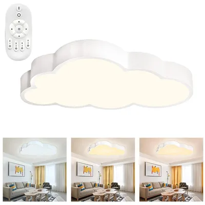 Productafbeelding van LILIIN LED Plafondlamp 48W, wolkeneffect, dimbaar, ultradun (5,3 cm), met afstandsbediening, plafondlamp voor woonkamer, slaapkamer, keuken