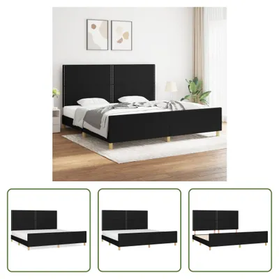 Produktbild von The Living Store Bettgestell mit Kopfteil Schwarz 200x200 cm Stoff