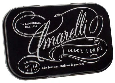 Produktbild von Amarelli Spezzata "Black Label" Lakritz in der Dose, 40 g, Amarelli Italien