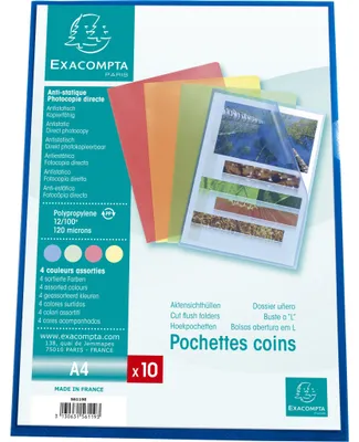 Produktbild von Exacompta 10x Pack 10 Aktensichthüllen genarbtem PP 120µ, A4, sortiert, 56119E