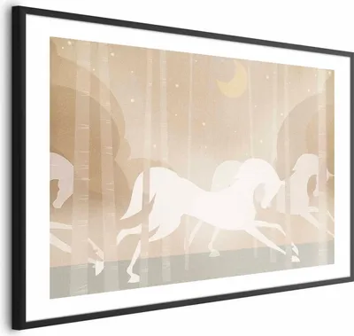Immagine prodotto di Poster Rushing Steeds 90x60 cm con cornice nera con margine
