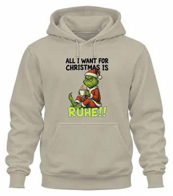 Produktbild von All I Want For Christmas Is Ruhe Grinch Weihnachten Humor Hoodie Kapuzenpullover, Natur, S