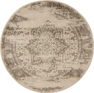 Produktbild von benuta Vintage Teppich Wohnzimmer Suki Creme/Braun ø 120 cm rund Wohnzimmerteppich Schlafzimmer weich orientalisch