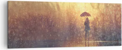 Produktbild von Bild auf Leinwand - Leinwandbild - Frau Regen - 140x50cm - Wand Bild - Wanddeko - Wandbilder - Leinwanddruck - Bilder - Kunstdruck - Wanddekoration - Leinwand bilder - Wandkunst - AB140x50-3755