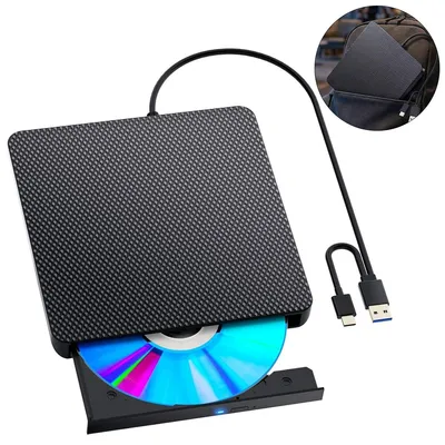 Produktbild von Externes Blu-ray-Laufwerk, USB 3.0, 8X BD, CD/DVD/BD, tragbar, Lederoptik, Plug & Play, leicht, kompatibel mit Mac & Windows, kompakt & elegant