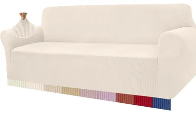 Produktbild von Sofabezug Stretch Jacquard 4 Sitzer Hellbeige