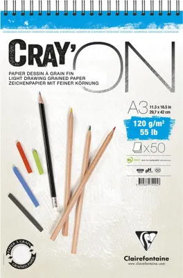 Zdjęcie produktu dla Clairefontaine Cray'On Wirebound Pad Szkicownik 50 A3 120 g