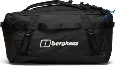 Schwarze Reisetasche "Xodus 100 Holdall" von Berghaus mit Tragegriffen und Reißverschluss.