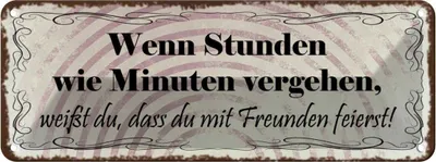 Produktbild von vianmo Blechschild 10x27 cm Freunde wenn Stunden wie Minuten Spruch Zitat