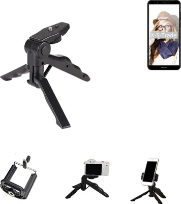 Produktbild von K-S-Trade Stativ Tisch-Ständer Dreibein Handy-Stativ Ständer kompatibel mit Huawei Y7 Prime 2018 Mini-Stativ Smartphone Tripod Handy-Stativ aus
