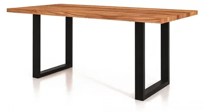 Produktbild von Esstisch Leeds aus Kernbuche massiv 90x190x75 mit Metallfußgestell Schwarz