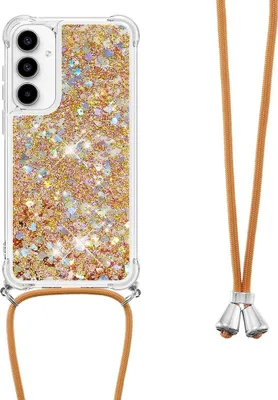 Produktbild von Samsung Galaxy A55 Hülle - Coverup Liquid Glitzer Back Cover mit Handykette - Gold