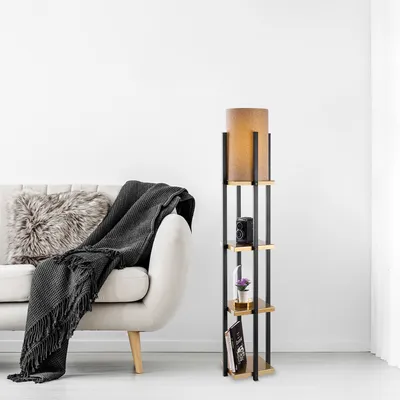 Produktbild von Opviq, 7116- 7116LMP, Schwarz,Gold, Stehlampen, 25 x 25 x 130 cm, Metallkörper