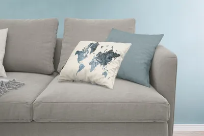 Produktbild von MuchoWow® Zierkissen Sofakissen Wohnzimmer Dekokissen 60x40 cm Weltkarte - Schwarz - Silber - Kopfkissen - Polster mit Foto