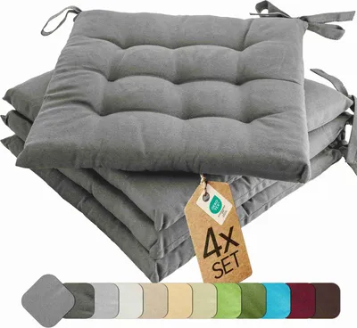 Zdjęcie produktu dla Poduszka na krzesło do wewnątrz i na zewnątrz zestaw 4 40x40 cm - szara - etérea poduszka na krzesło z paskami