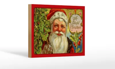 Produktbild von Holzschild Weihnachten Santa Claus Tannenbaum 18x12 cm Dekoration