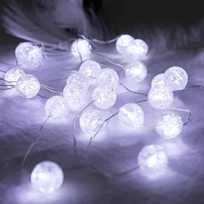 LED Kristallkugel-Lichterkette 3m 30 Perlen batteriebetrieben weiß