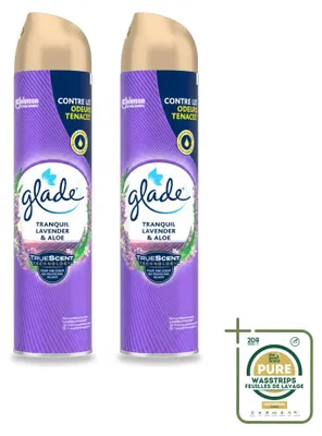 Imagen del producto de 2 aerosoles ambientadores Glade, aroma lavanda y aloe, 300 ml, pack ahorro, 2 unidades